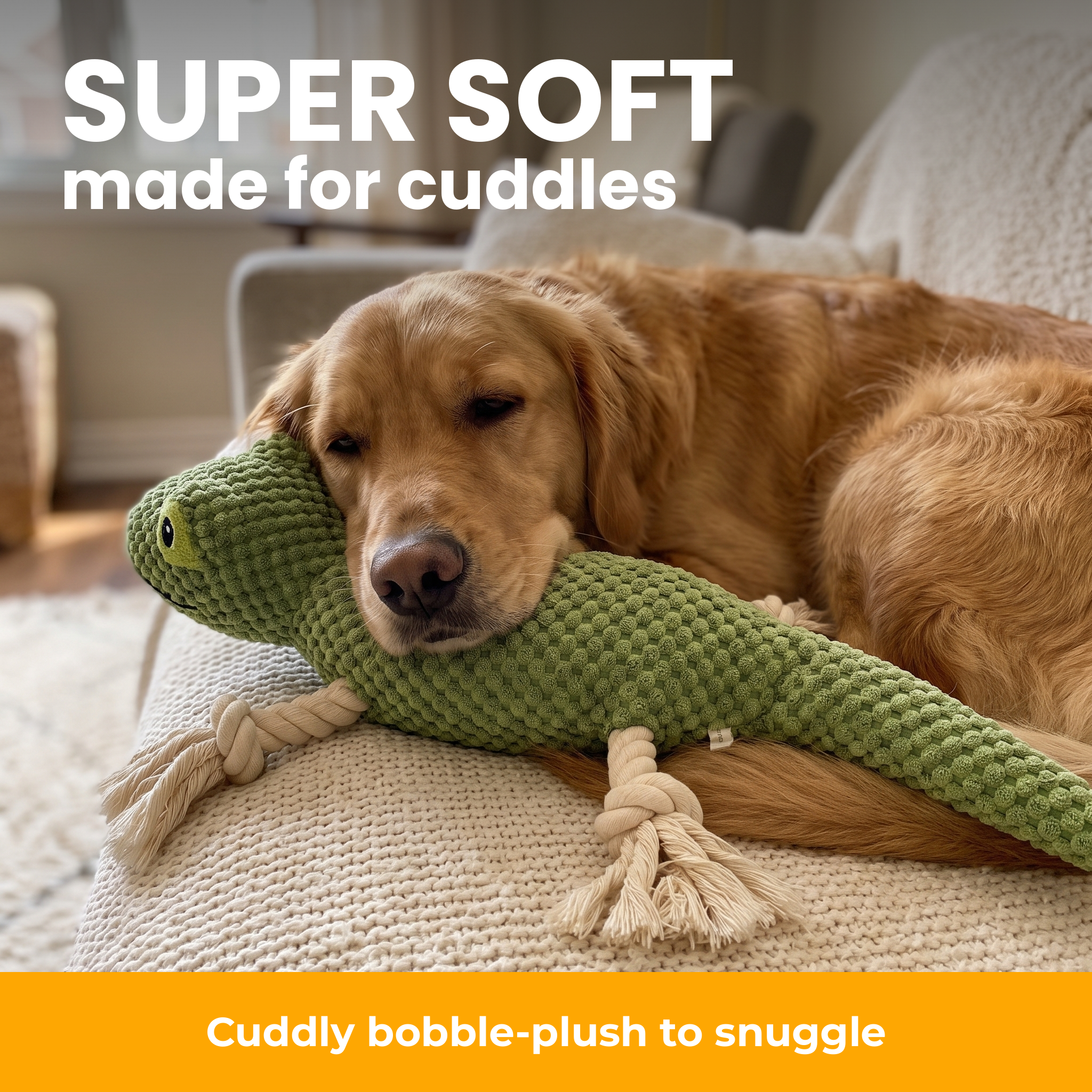 [en] Cuddle-soft gecko dog toy